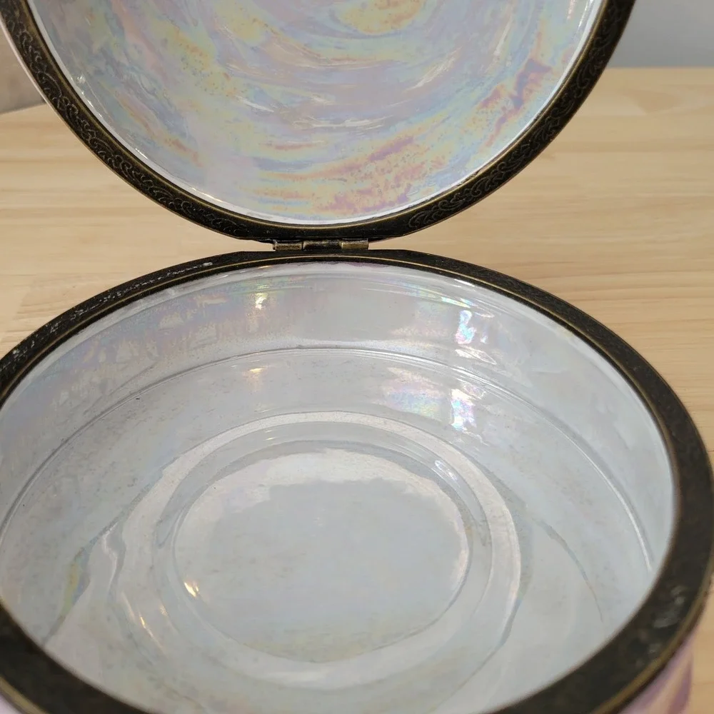 Trinket Box Hand Painted Art Porcelain Hinged Lid 5.5